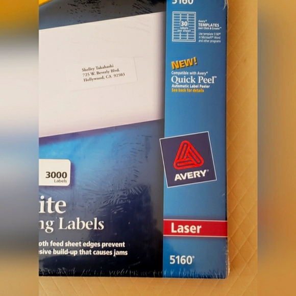 Avery White Mailing Labels Style #5160 - Picture 4 of 6